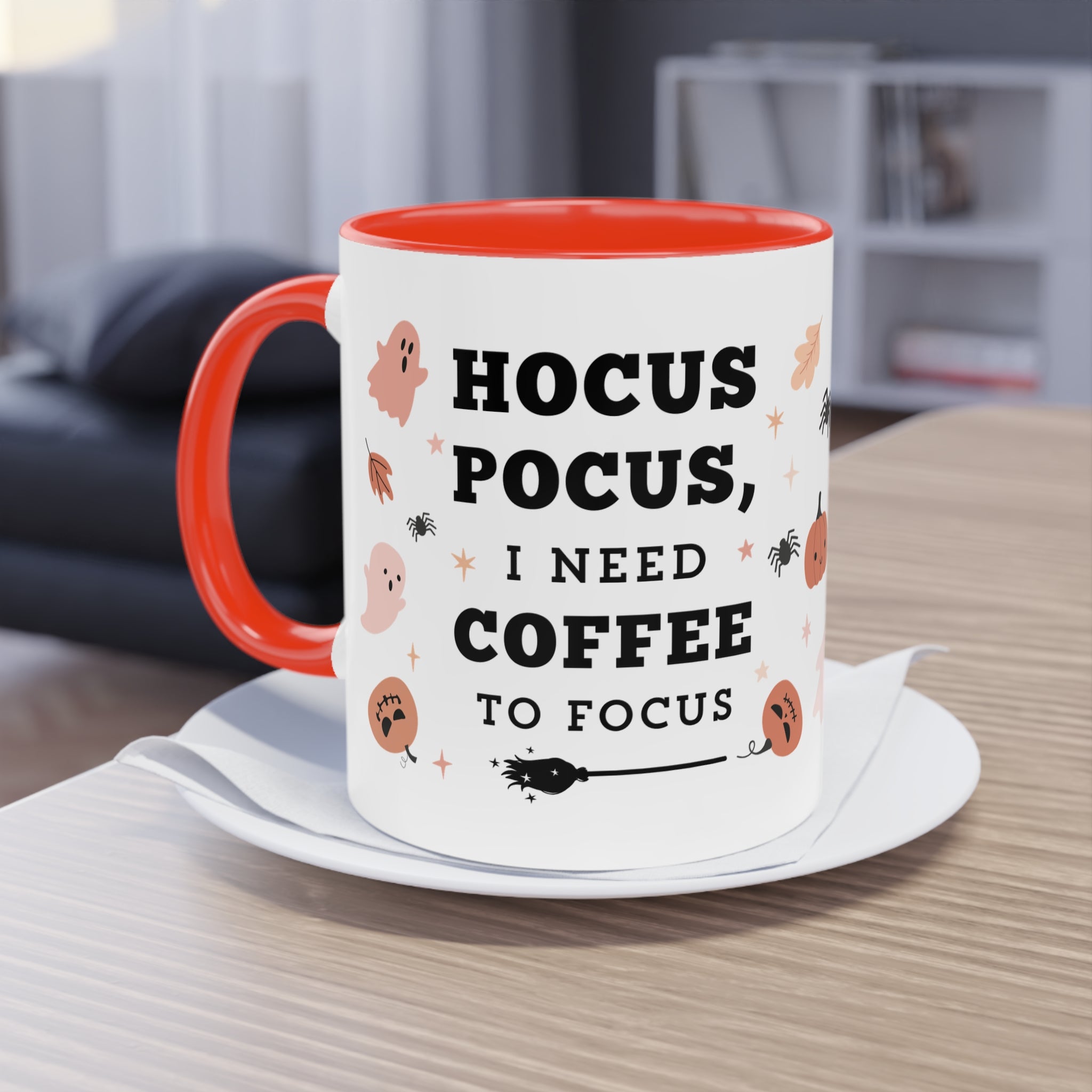 Coffee Mug - Hocus Pocus, I Need Coffee to Focus - 11oz Two-Tone Mug