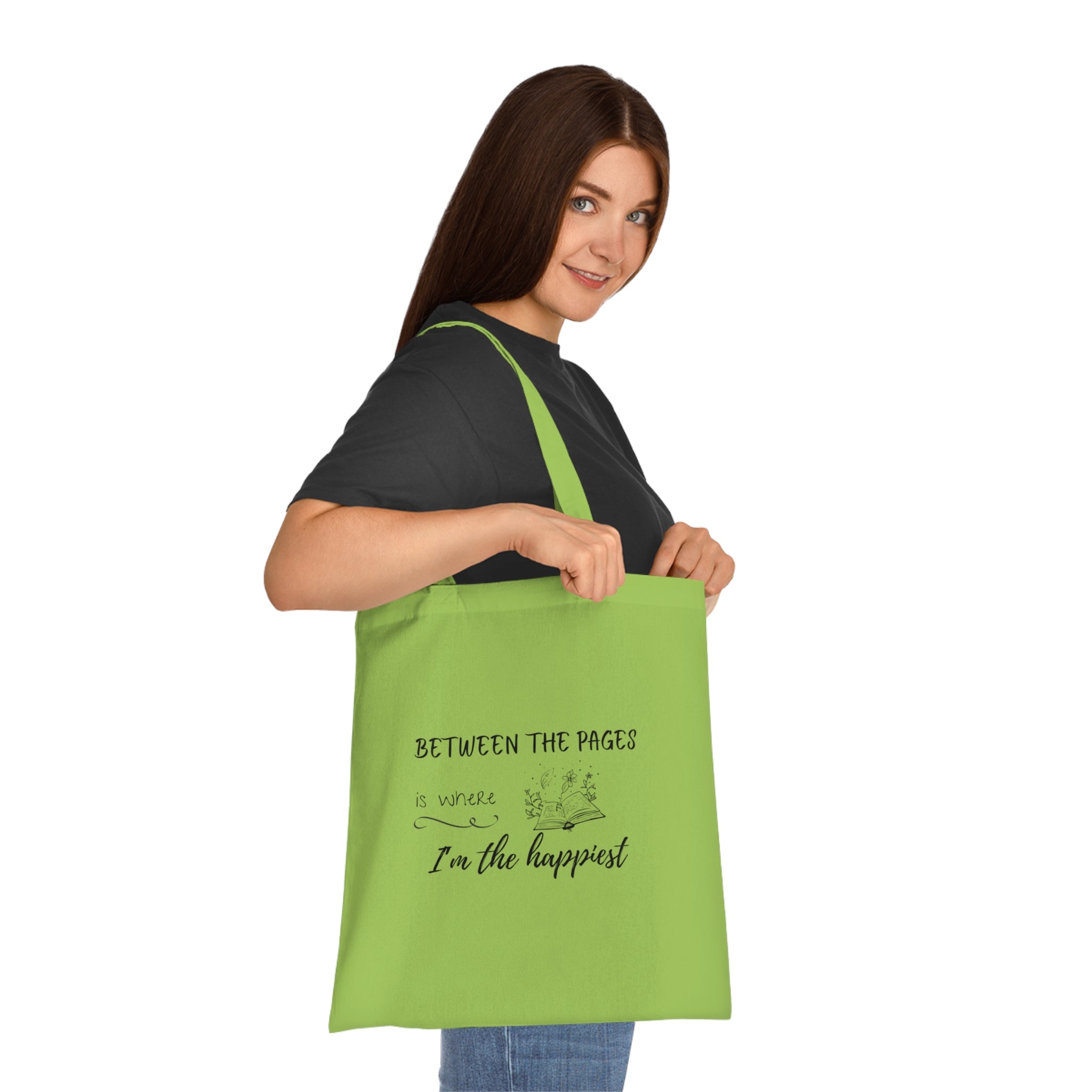 Cotton Tote - "Between the Pages is Where I'm the Happiest"
