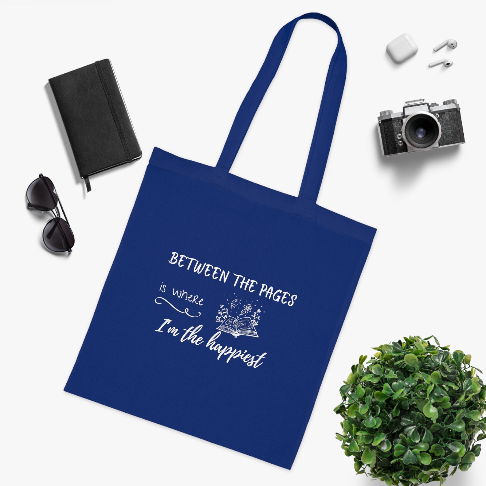 Cotton Tote - "Between the Pages is Where I'm the Happiest"