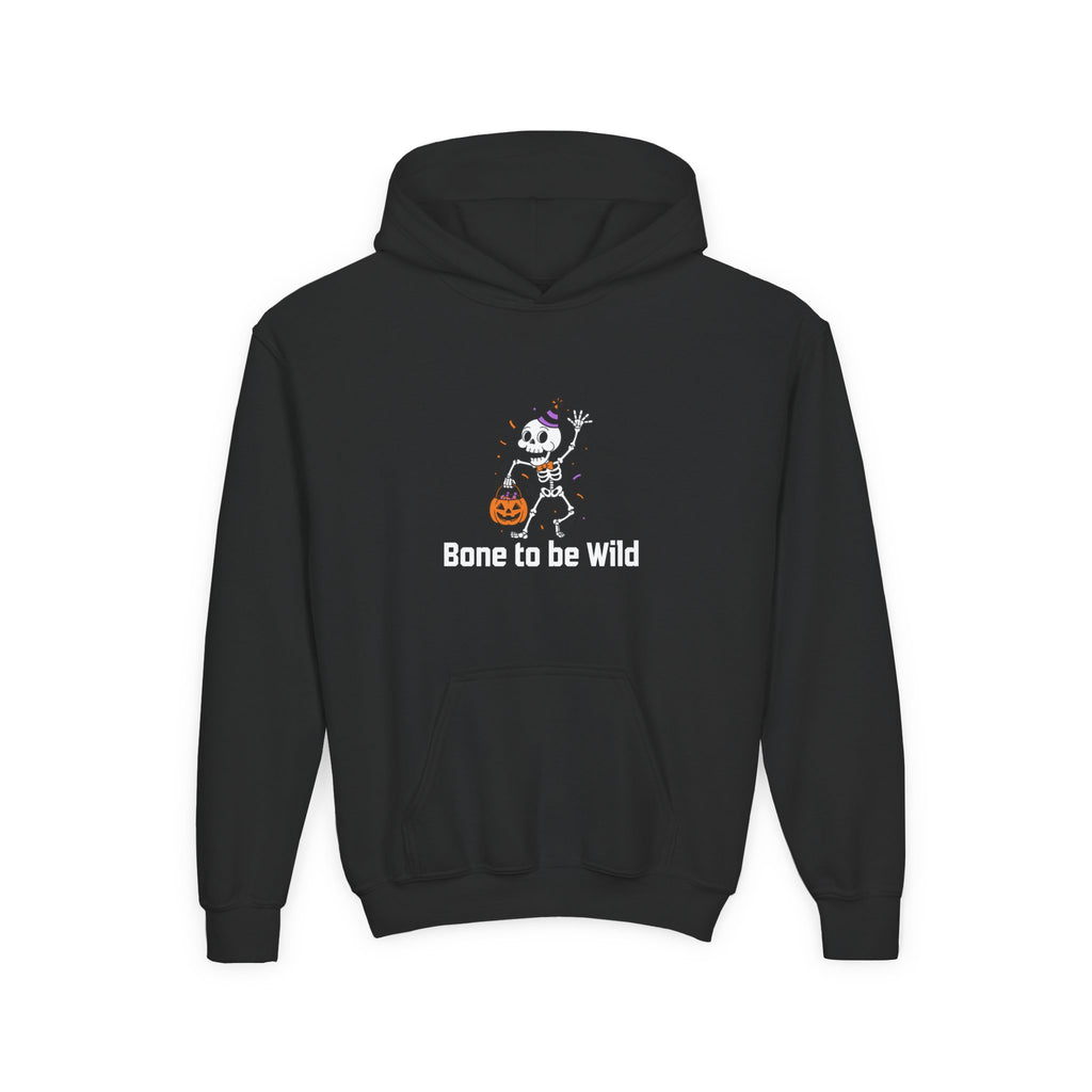 Halloween Skeleton Youth Hoodie - Bone to be Wild, Cozy Fall Outfit, Kids' Halloween Costume, Trick or Treat Sweater
