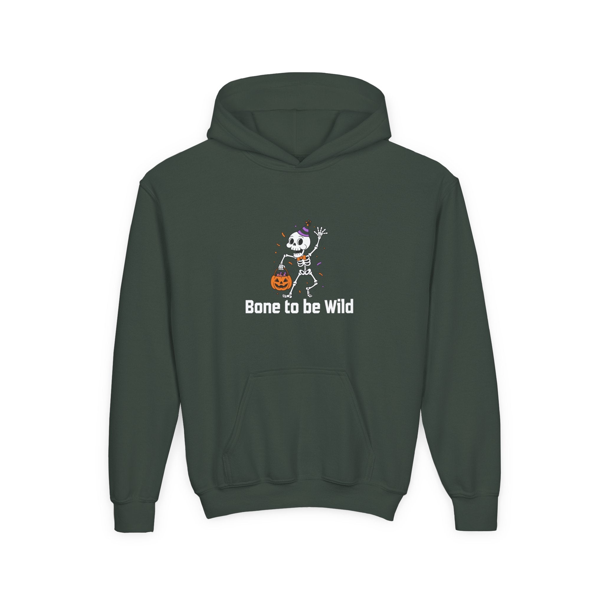 Halloween Skeleton Youth Hoodie - Bone to be Wild, Cozy Fall Outfit, Kids' Halloween Costume, Trick or Treat Sweater