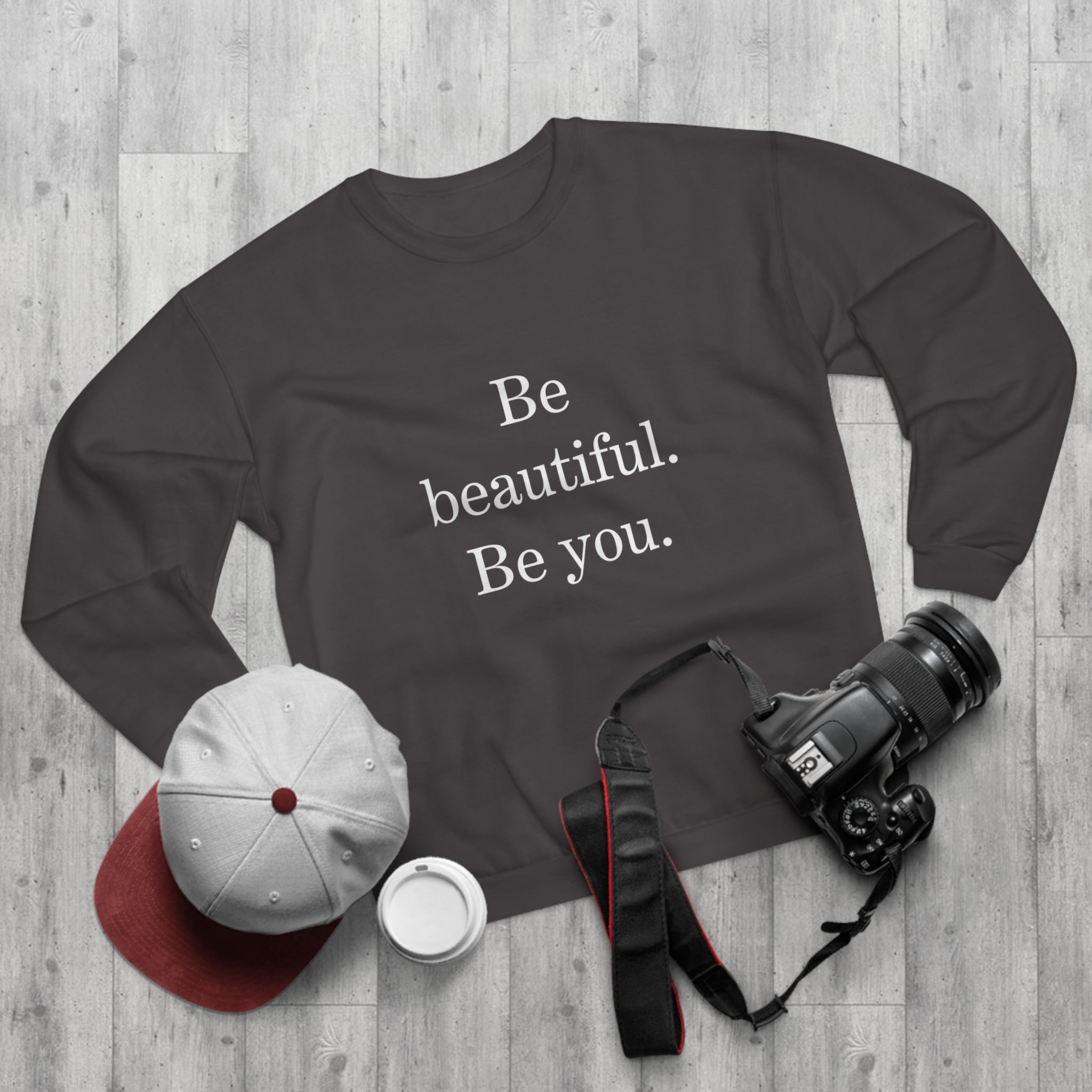Inspirational Unisex Crew Neck Sweatshirt - "Be Beautiful. Be You."