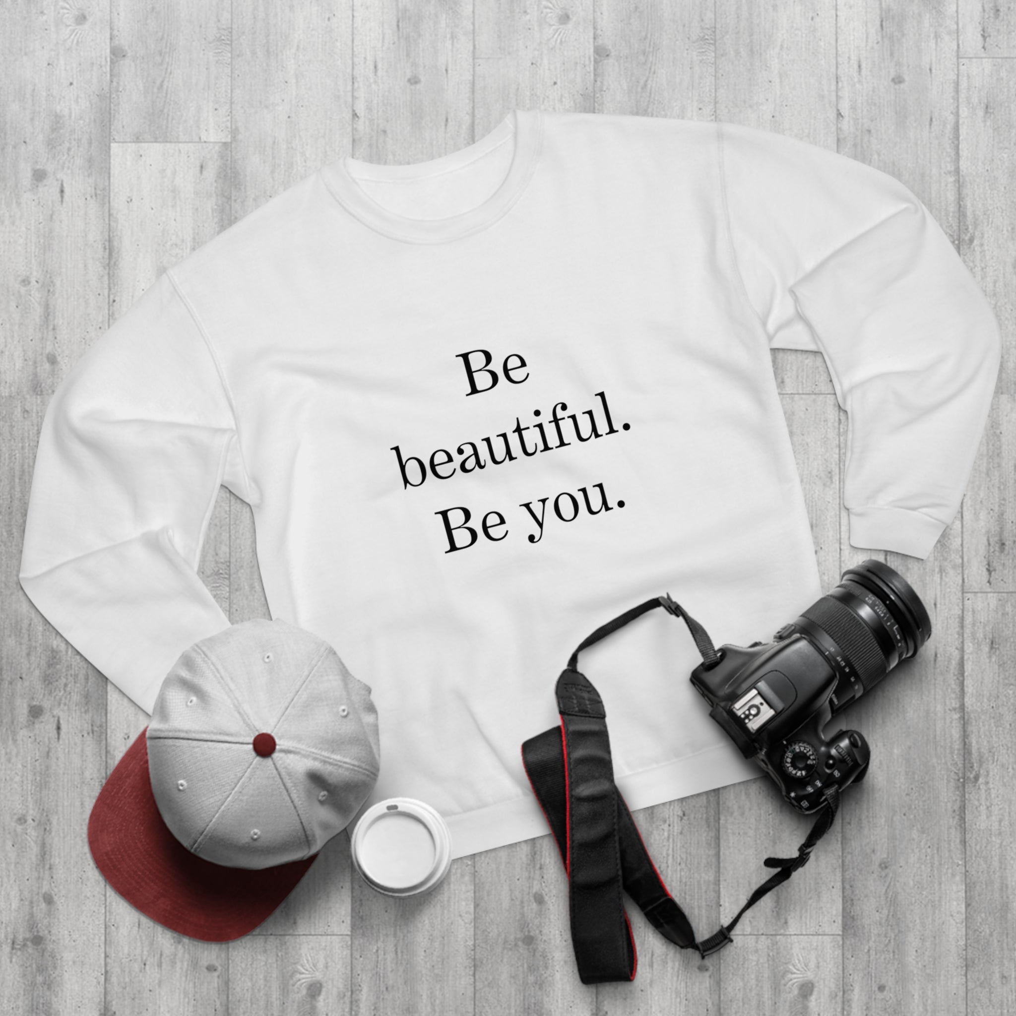 Inspirational Unisex Crew Neck Sweatshirt - "Be Beautiful. Be You."
