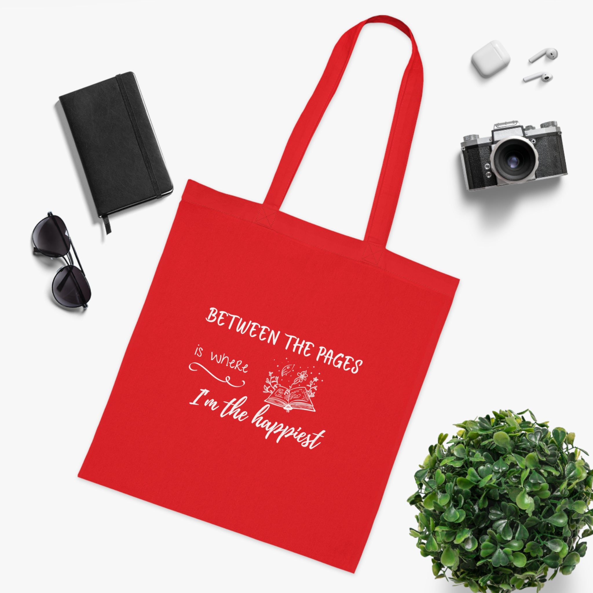 Cotton Tote - "Between the Pages is Where I'm the Happiest"