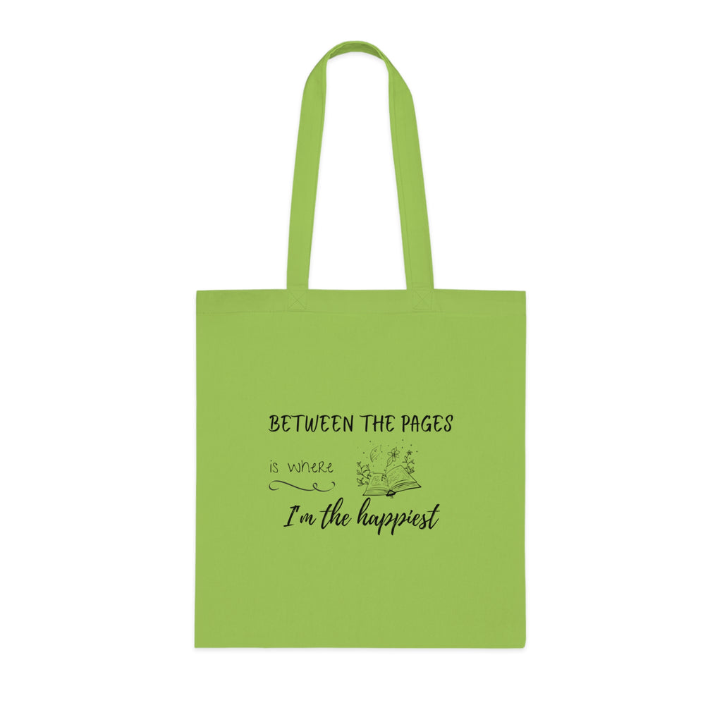Cotton Tote - "Between the Pages is Where I'm the Happiest"