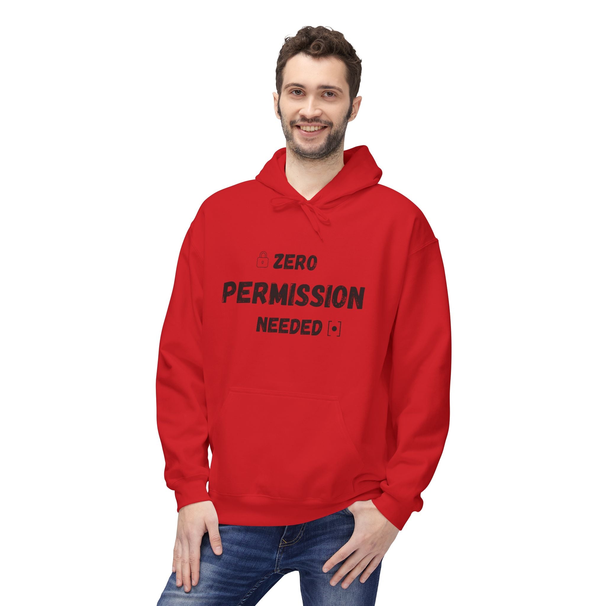 Zero Permission Needed Fleece Hoodie - Unisex, Gift for Friends, Casual Style, Everyday Wear