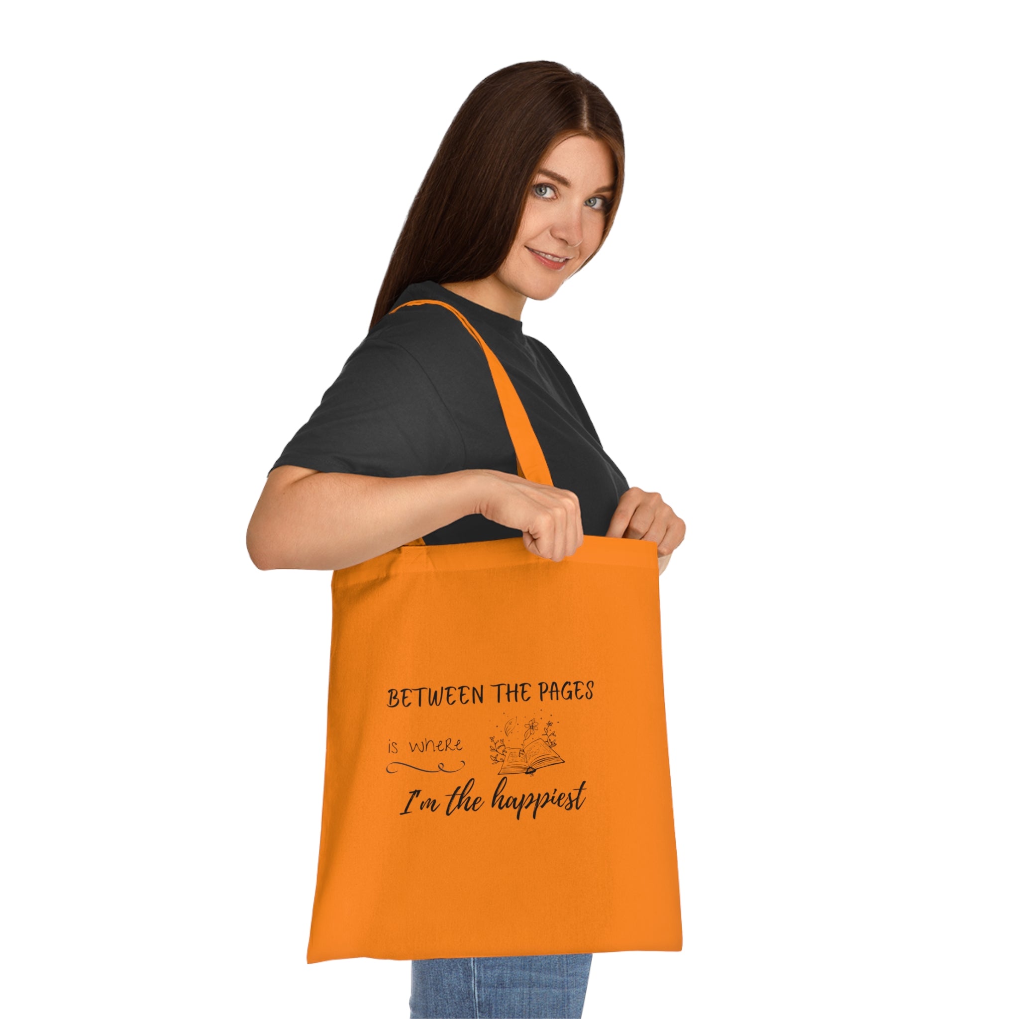 Cotton Tote - "Between the Pages is Where I'm the Happiest"