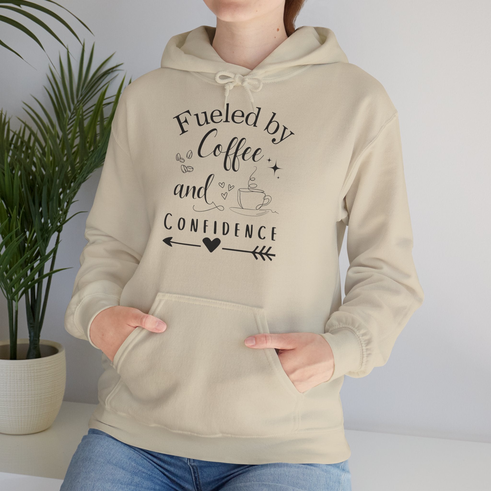 Coffee and Confidence Unisex Hoodie, Gift for Coffee Lovers, Inspirational Apparel, Motivational Fashion, Warm Layer