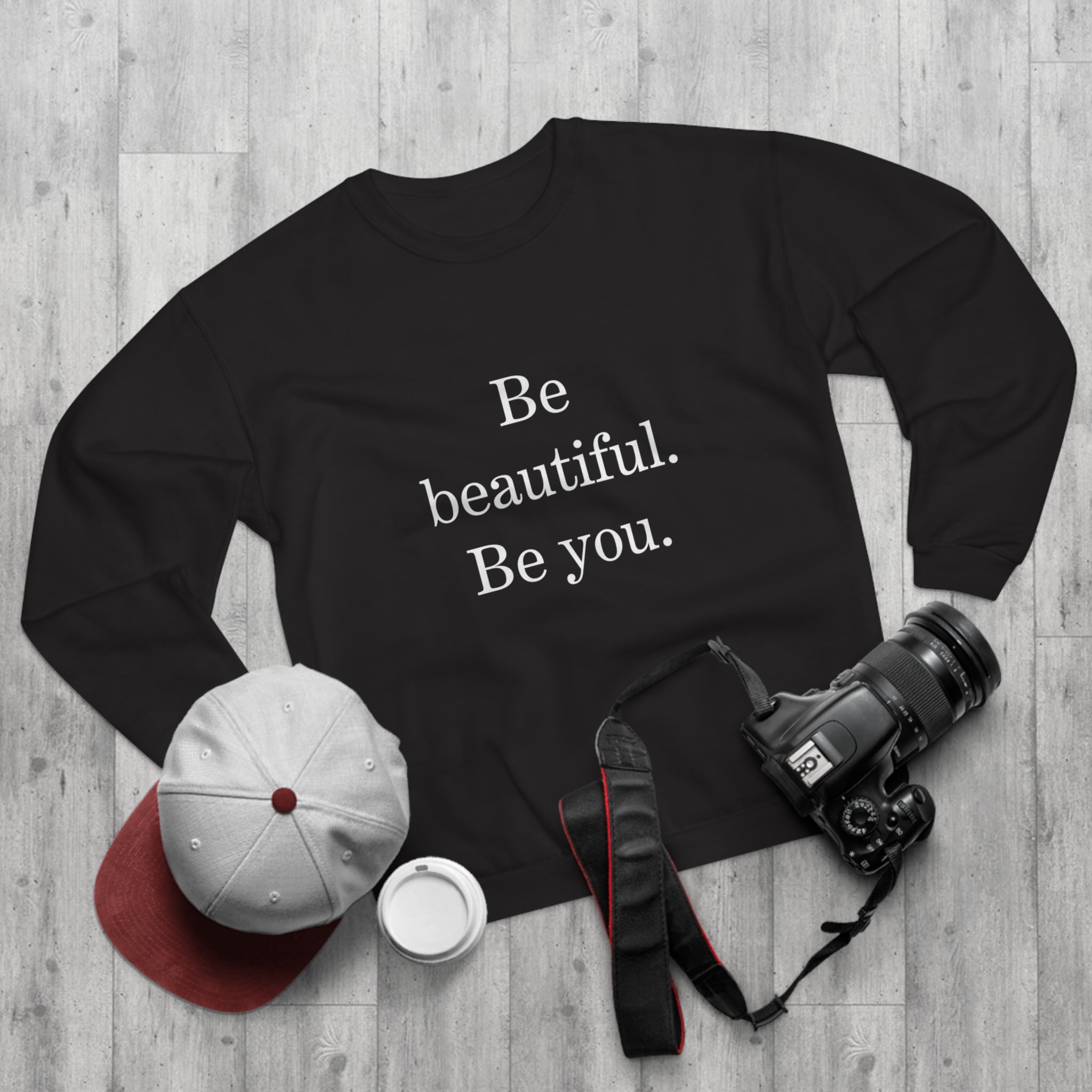 Inspirational Unisex Crew Neck Sweatshirt - "Be Beautiful. Be You."