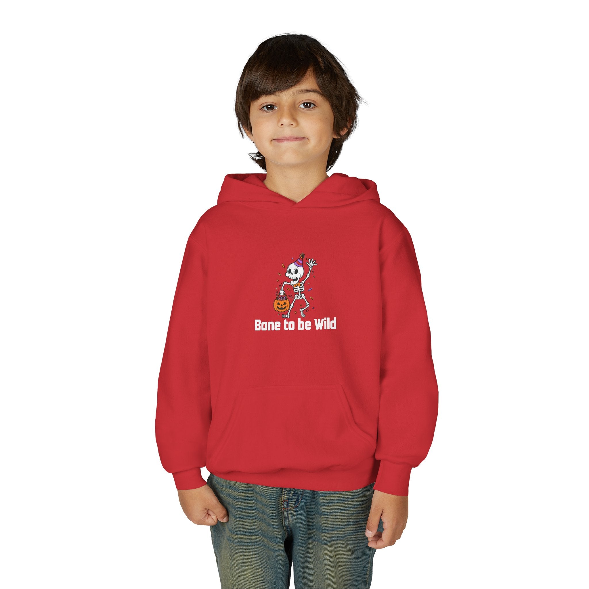 Halloween Skeleton Youth Hoodie - Bone to be Wild, Cozy Fall Outfit, Kids' Halloween Costume, Trick or Treat Sweater