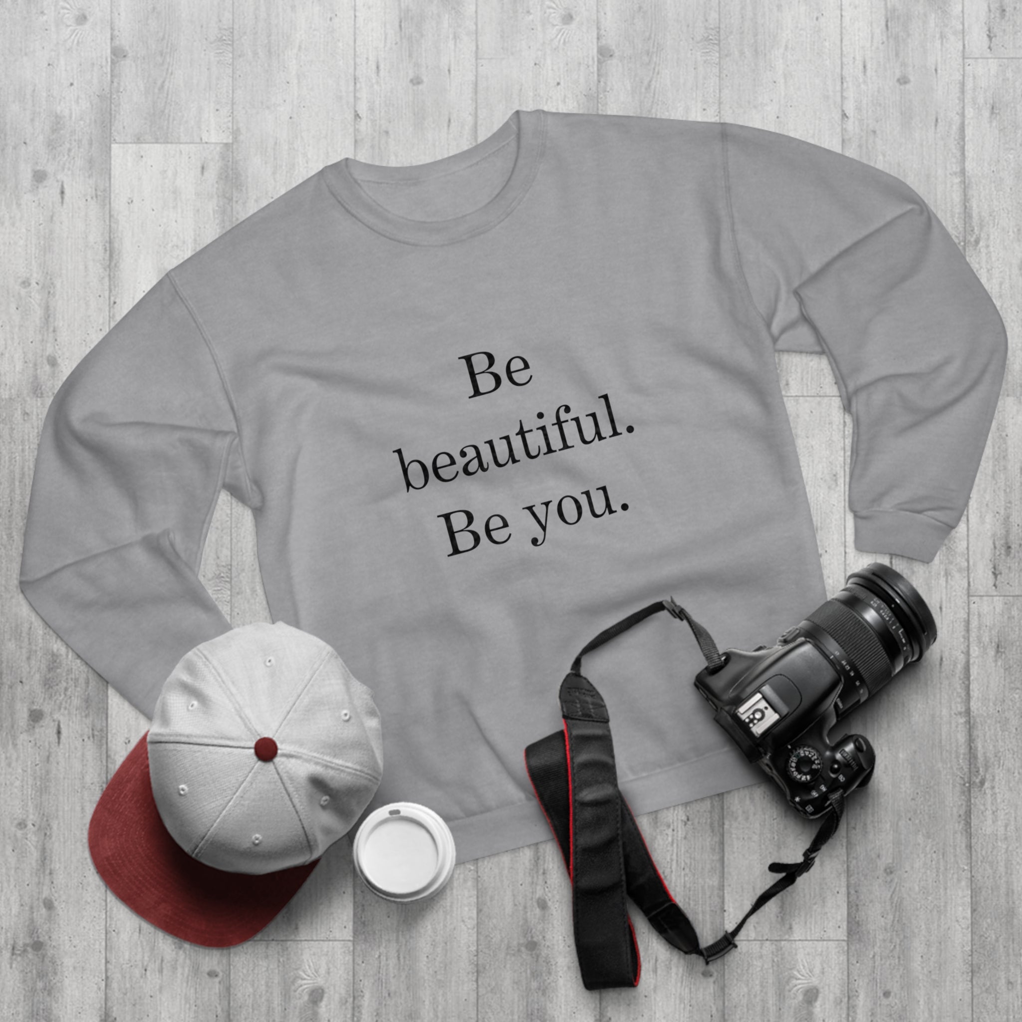 Inspirational Unisex Crew Neck Sweatshirt - "Be Beautiful. Be You."