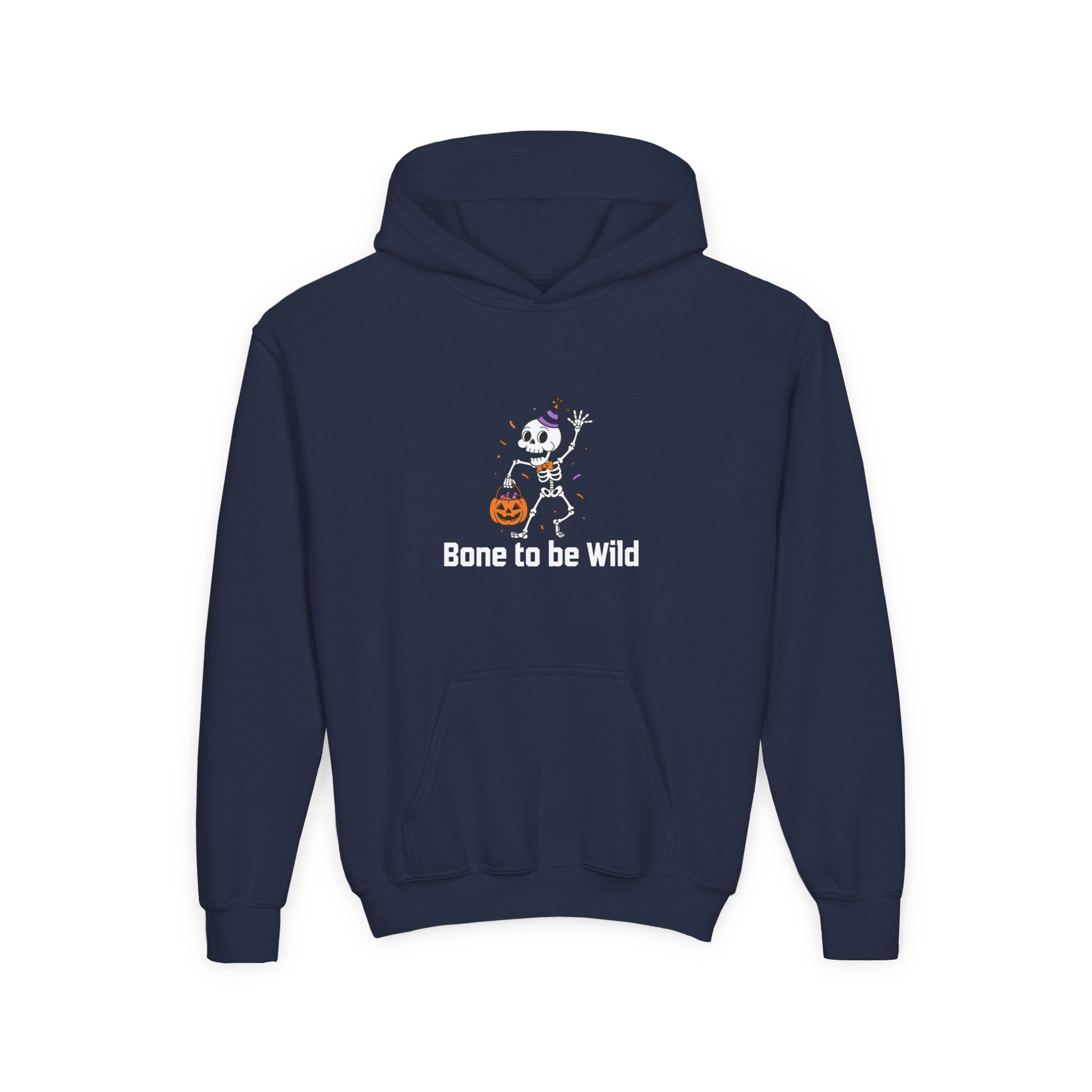 Halloween Skeleton Youth Hoodie - Bone to be Wild, Cozy Fall Outfit, Kids' Halloween Costume, Trick or Treat Sweater