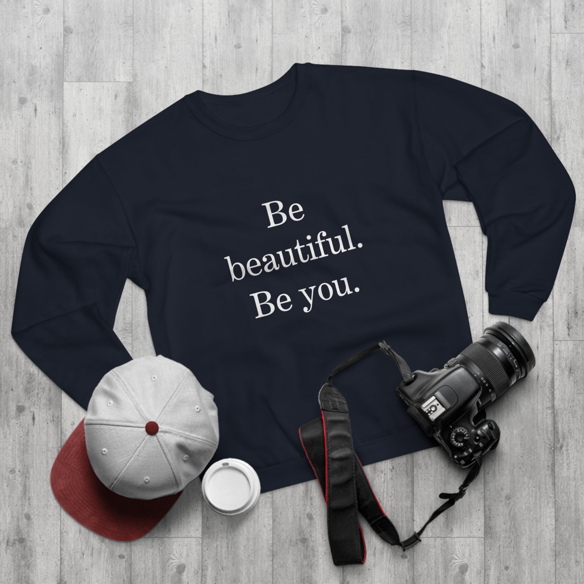 Inspirational Unisex Crew Neck Sweatshirt - "Be Beautiful. Be You."