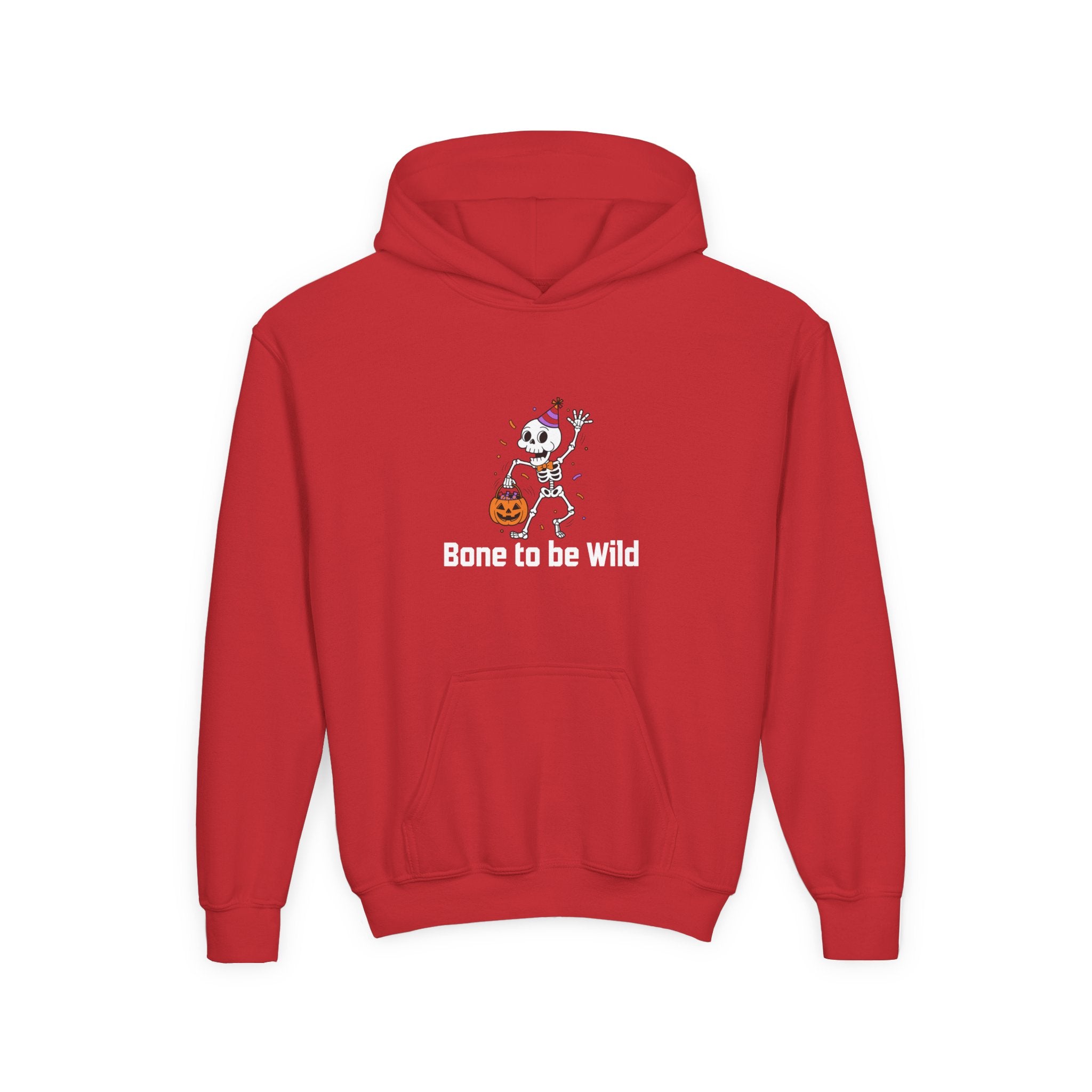 Halloween Skeleton Youth Hoodie - Bone to be Wild, Cozy Fall Outfit, Kids' Halloween Costume, Trick or Treat Sweater
