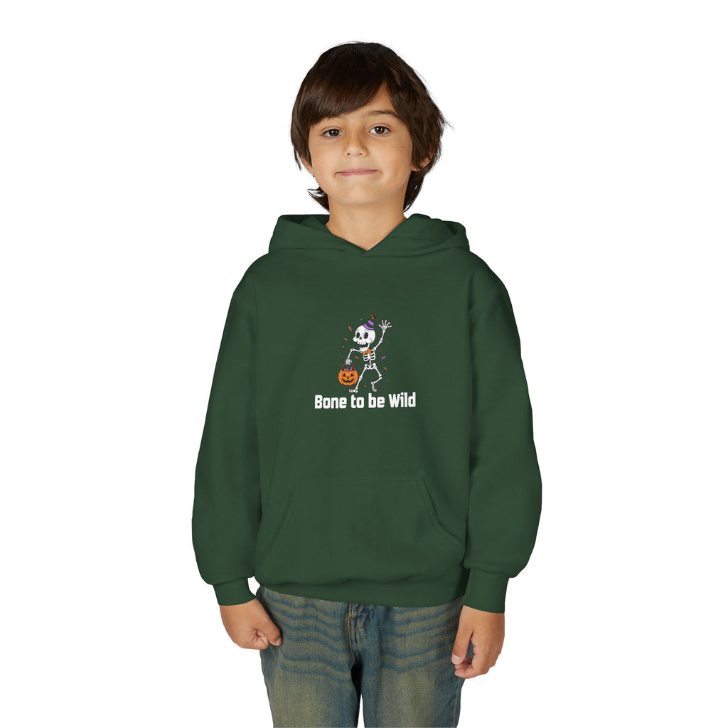 Halloween Skeleton Youth Hoodie - Bone to be Wild, Cozy Fall Outfit, Kids' Halloween Costume, Trick or Treat Sweater